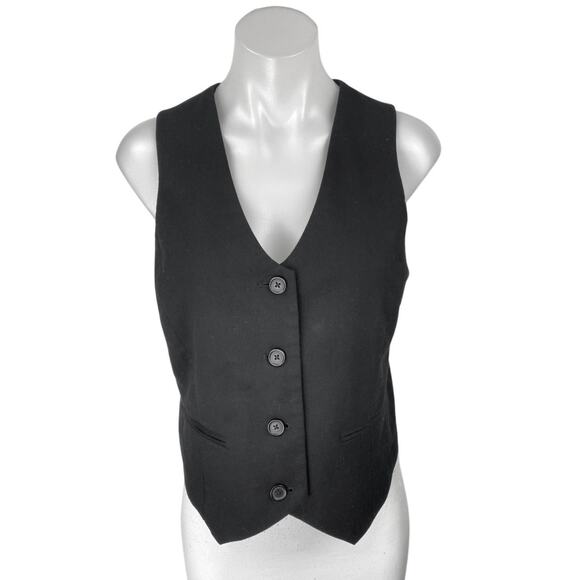 NEW Banana Republic Women's Black Sleeveless Button Up Cropped Vest Top Size 4 - Picture 1 of 4